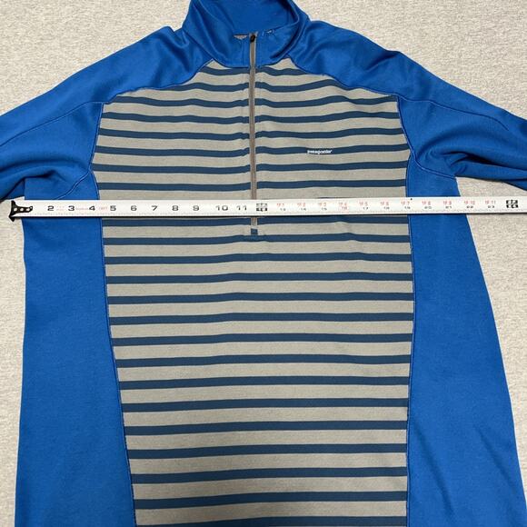 Patagonia Shirt Mens Large Blue Striped Capilene 3 Midweight Zip-Neck Baselayer - Picture 5 of 7